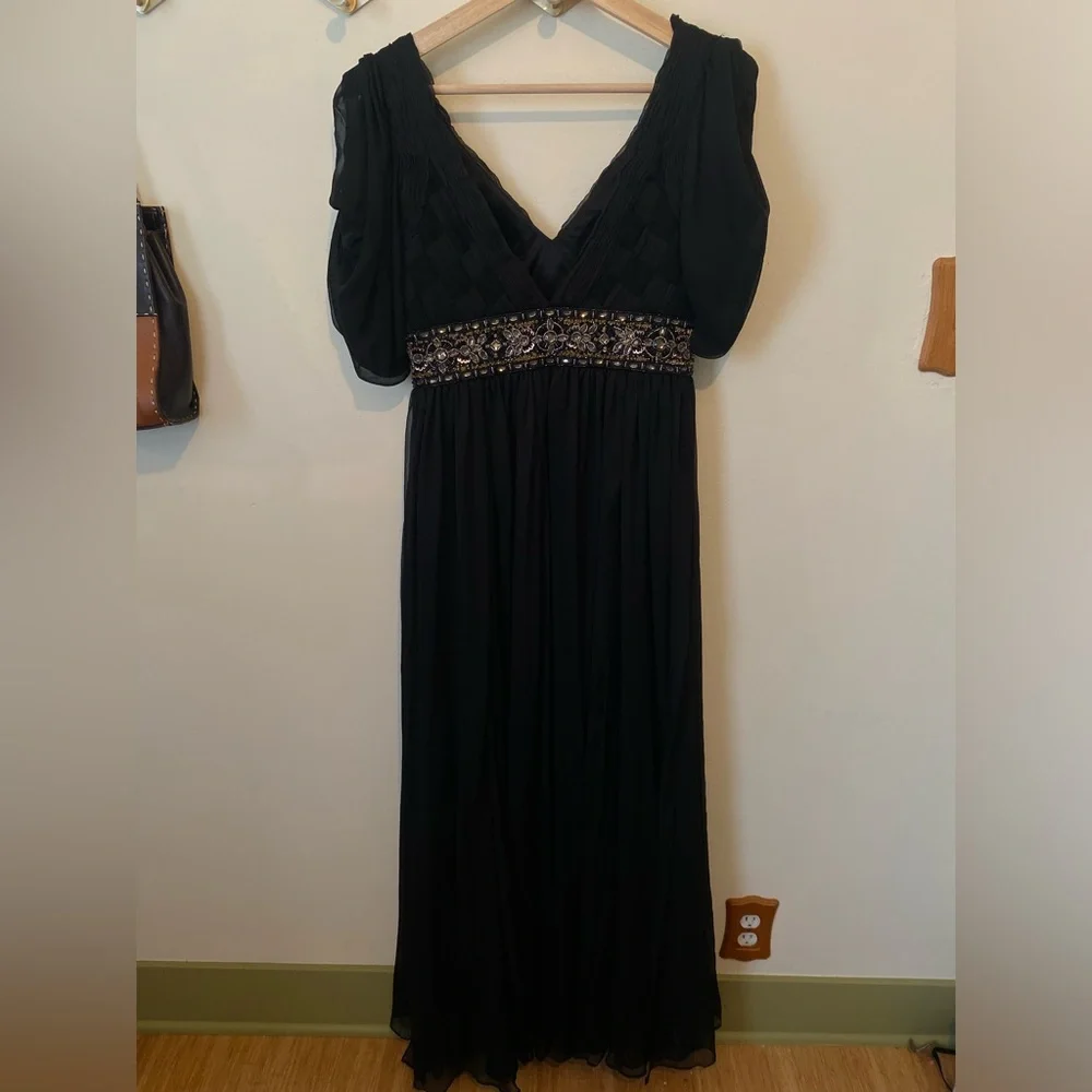 Sue Wong Black Silk Formal Dress - Picture 2 of 5